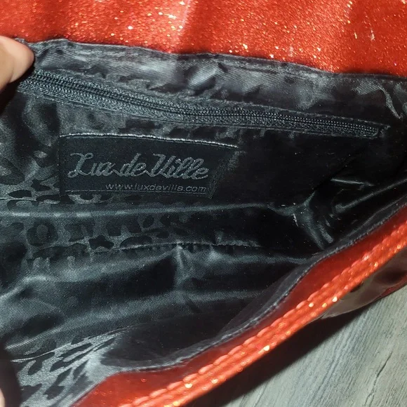 Lux de Ville Spider Web Red and Black Crossbody Bag - Picture 9 of 12